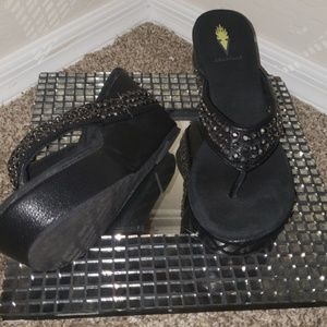 Bejeweled platform flip flops